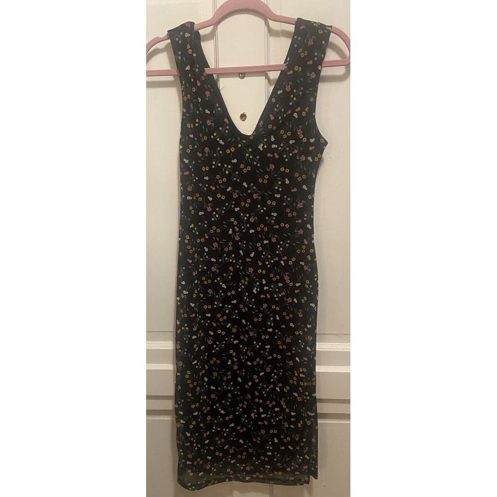 AFRM‎ Women's Dress Small Black Ditsy Floral Sleeveless Lined Sheath